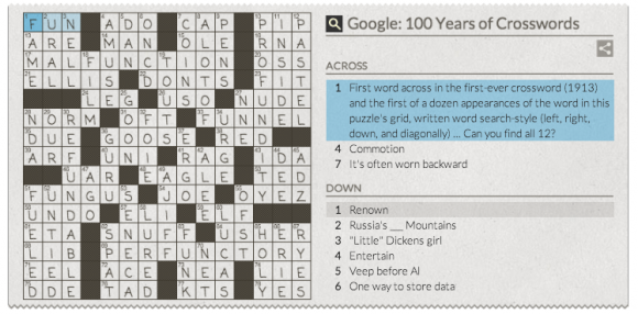 Google Doodle Crossword Answers - The Word Finder Blog!