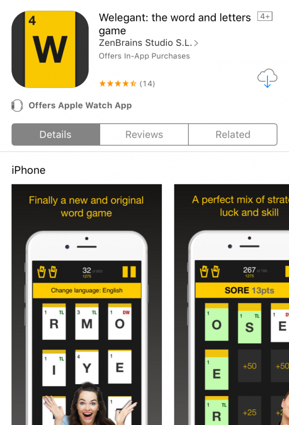 Best Word Game Apps: Welegant via Apple's App Store