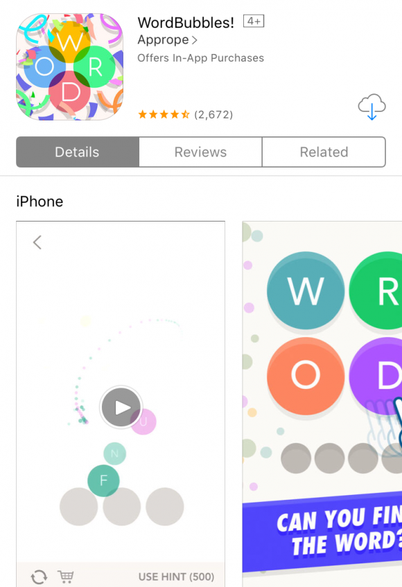 Best Word Game Apps: WordBubbles via Apple's App Store