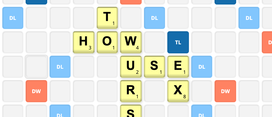 using X in scrabble