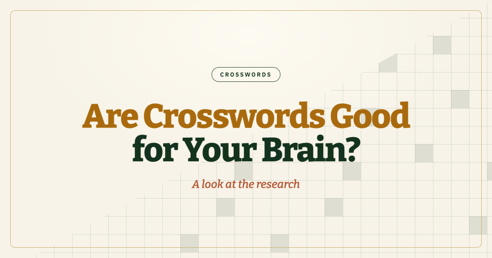 Are crosswords good for your brain, shown over a partly completed crossword grid